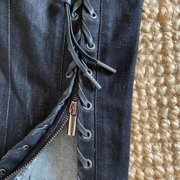 Vintage Jean Paul Gaultier Low Rise Jeans with Zipper & Front Laces - Picture 6 of 13